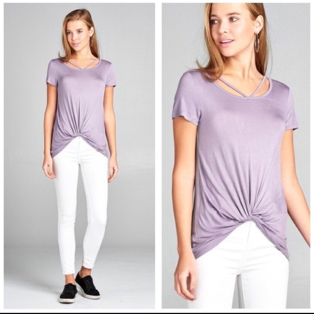 Nwt Lilac Cross Twist Front Top